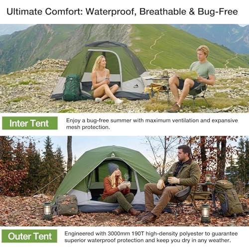 Camping Tent,2/4/6 Person Tent with Rainfly & Large Mesh Windows, Waterproof, Easy Setup - Tents for Family,Camping, Hiking,Backpacking and Outdoor image 7