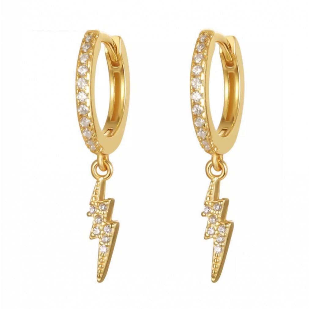 Boucles d'oreilles cercle papillon asymétriques avec motif éclair - 4