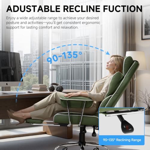 Image of GTPLAYER Gaming Chair,Office Chair with Pocket Spring Lumbar Support, Ergonomic Comfortable Wide Office Desk Computer Chair with Outward Fixed Soft Armrests and Footrest (Fabric, Green)