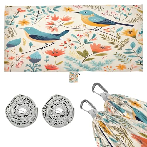 Kigai Flower Bird Camping Hammock Durable & Portable Travel Hammock Holds 330lbs with Tree Strapsm, Pocket, Camping Accessories