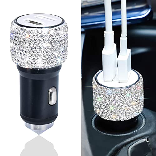 Dual USB Car Charger, 5V/2.4A Bling Car Charger, Fast Charge Dual Port USB Car Adapter, Compatible with All Chargers