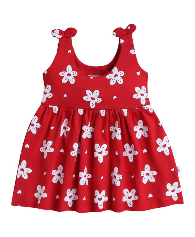 bumzee Girls Regular Fit Sleeveless Round Neck Cotton Floral Print Above Knee Length Frock/Dress-picture-35