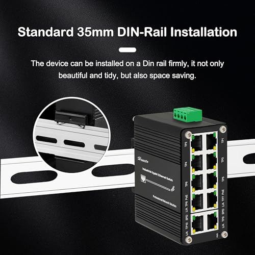 Image of Industrial Hardened 10 Port Gigabit Ethernet PoE Switch, 8-Port 802.3at PoE+, 2 Uplink Ethernet Din Rail Switch, 20Gbps Switch Fabric, PoE Budget 240W for IP Camera,IP Phone,Wireless AP