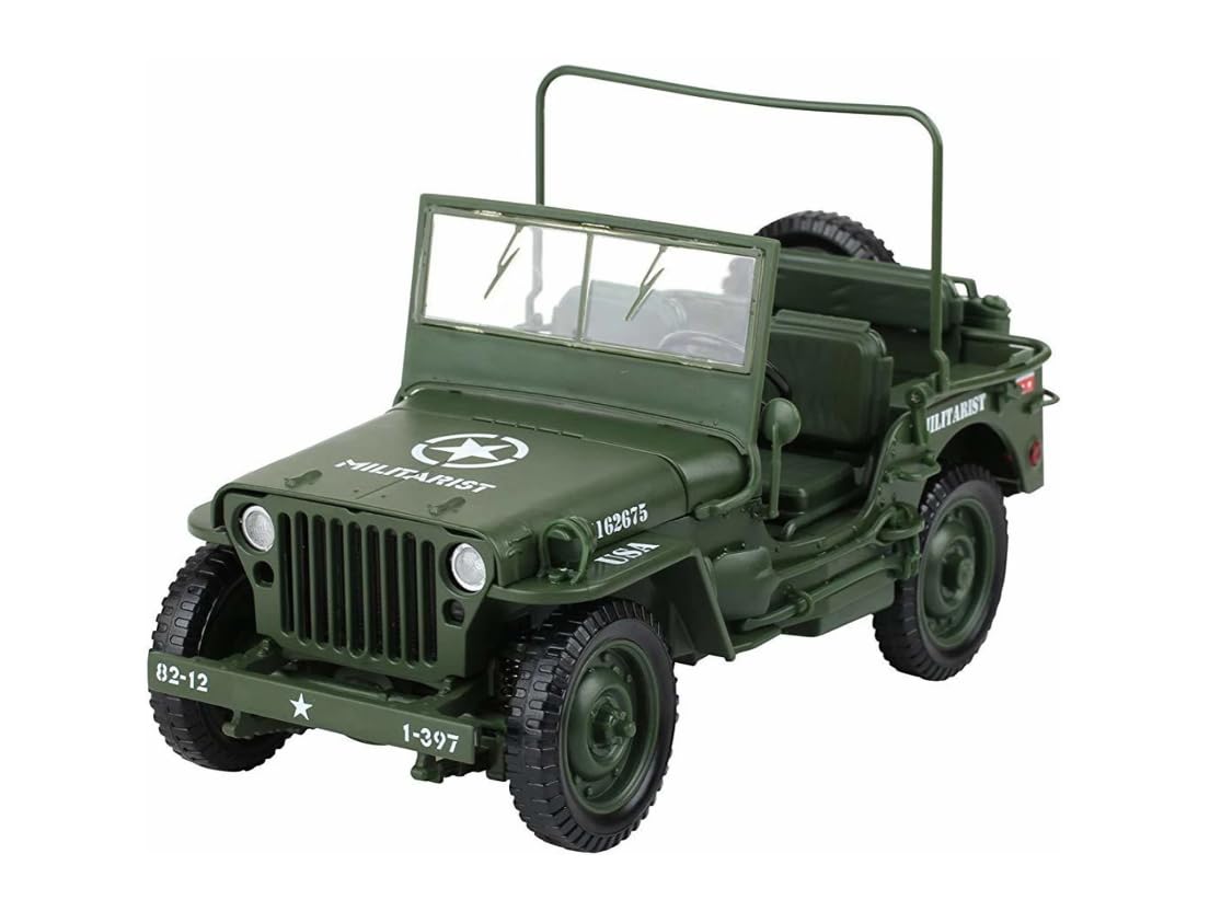 1:18 Scale 1941 WWII Willys MB Military Jeep Diecast Model Car | Authentic Army Green Tactical Vehicle Collectible with Steerable Wheels & Opening Hood-image-28