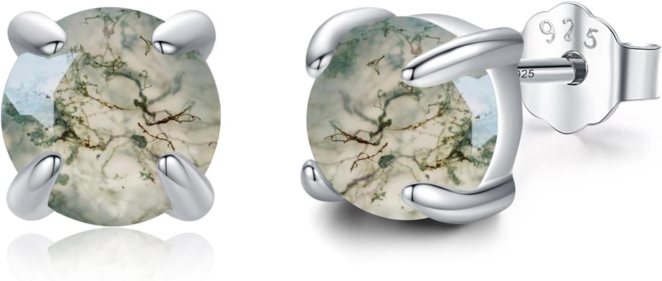 Lapis Lazuli/Moss Agate/Black Onyx/Malachite/Glass Earrings Stud Sterling Silver Hypoallergenic Earrings Mothers Day Jewerly Gifts for Women
