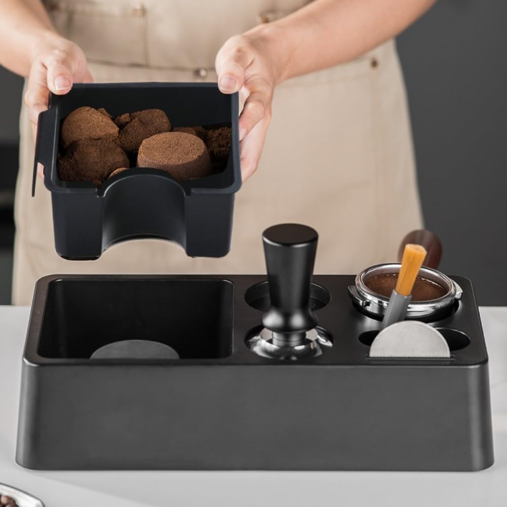 Pudełko do espresso z antypoślizgową podstawą, akcesoria do kawy, z 51, 53, 58 mm, tamper i dystrybutor, biała kawa, dla baristów
