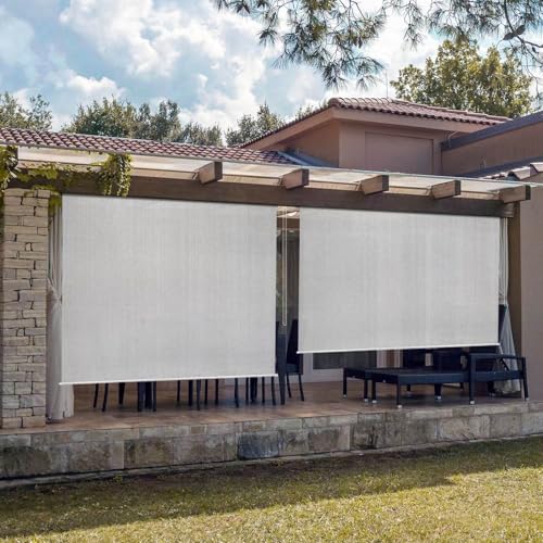 Estor impermeable para terraza y jardín con varilla de aluminio resistente