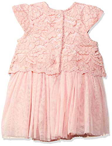 Image of miniklub Girls Pink Self Design Fit And Flare Dress