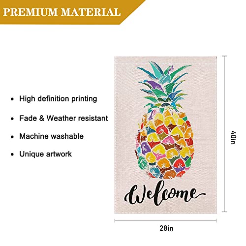 Lhsion Welcome Pineapple House Flag 28 X 40 Inch Spring Summer Garden Flag Decorative Double Sided Burlap Flag For Seasonal Farmhouse Yard Decoration #TOP1