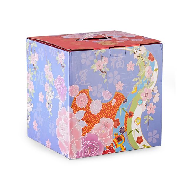 Maneki Neko de Cerámico, Porcelana Gato de la Suerte Afortunado Gato Agitando el Brazo bendición con Rueda Giratoria Manual, Estatuilla para Decoración de Oficina Hogar y Tienda 20CM,Amarillo,2