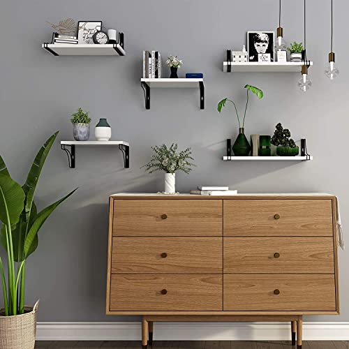Image of UHUD CRAFTS White Floating Wall Mounted Shelves Set of 3 for Wall Decoration & Home Decor Item for Bedroom, Living Room & Office