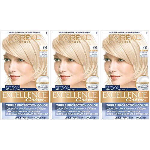 Image of L'Oreal Paris Excellence Creme Permanent Hair Color, 01 Extra Light Ash Blonde, 3 Count