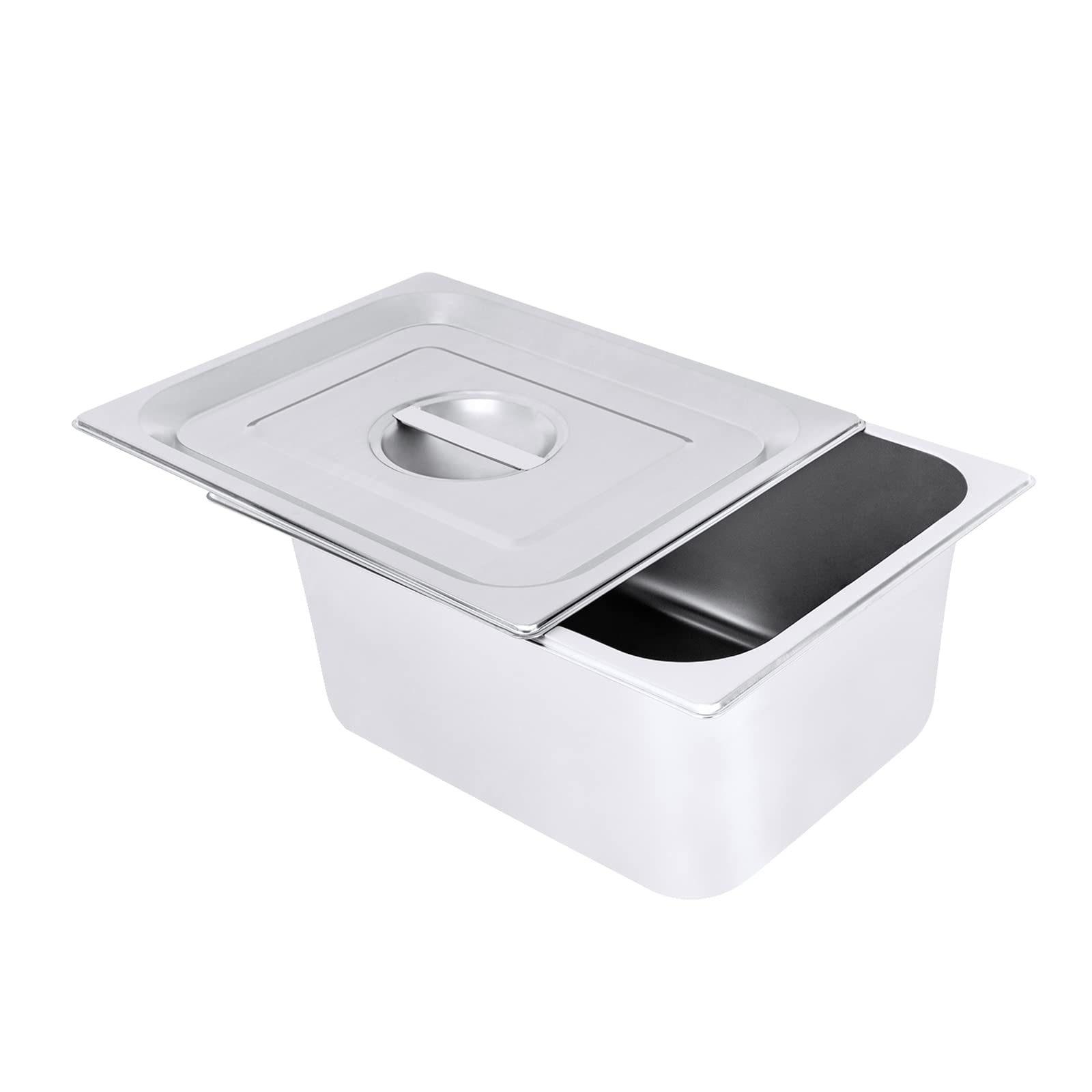 4 recipientes gastronorm, sartenes de acero inoxidable con tapa, para hotel, restaurante, fiesta, buffet, color plateado (4 x 7 L: 32,5 x 26,5 x 15 cm)