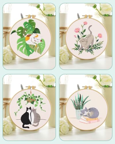 Kit broderie débutant chat : apprenez le point de croix facilement