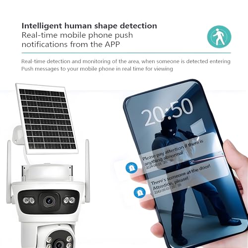Image of TechEase Solar 4 /5G SIM Based 6MP Dual Lens Outdoor CCTV Camera -Solar Camera Outdoor Weatherproof Always On Video Security Surveillance for Agriculture | Remote Area | Construction Site |