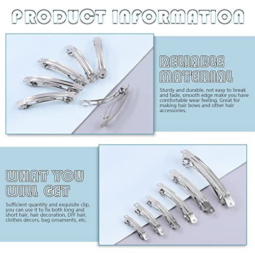 Cimeton 50Pcs Iron Blank French Barrette Hair Clip, 100Mm Silver French Barrette For Diy Hair Accessories Making Craft Beading Project (100Mm/3.93Inch) #TOP3