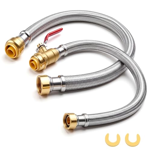 Water Heater Hoses 3/4 Flex 24 Inch with 3/4 Ball Valve