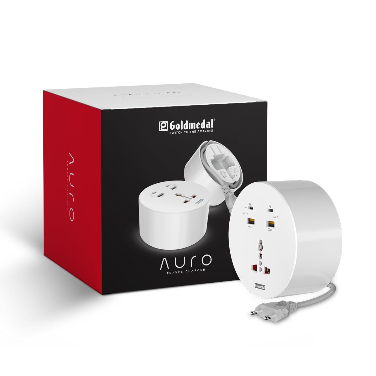 Godmedal Auro 36W Portable Travel Charger with Extension Cord (White) – Pack of 1, USB + Type-C Port, Heavy Duty 2-Meter Cable, International Socket for Plug, Perfect for Home, Office & Travel (B0C9MSHDTF) Amazon Price History, Amazon Price Tracker