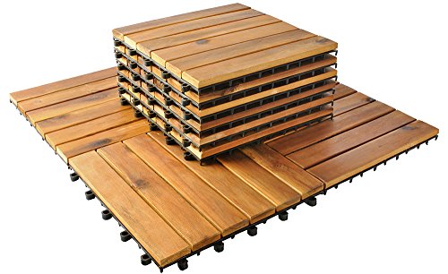 Malatec 10-delige set houten tegels terrastegels 30 x 30 cm balkon kliktegels bodem 5100