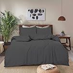 REHAN & CO Double Duvet Cover Sets – Soft Brushed Microfiber Bedding – Plain Quilt Cover With Pillow Cases (Charcoal Grey)