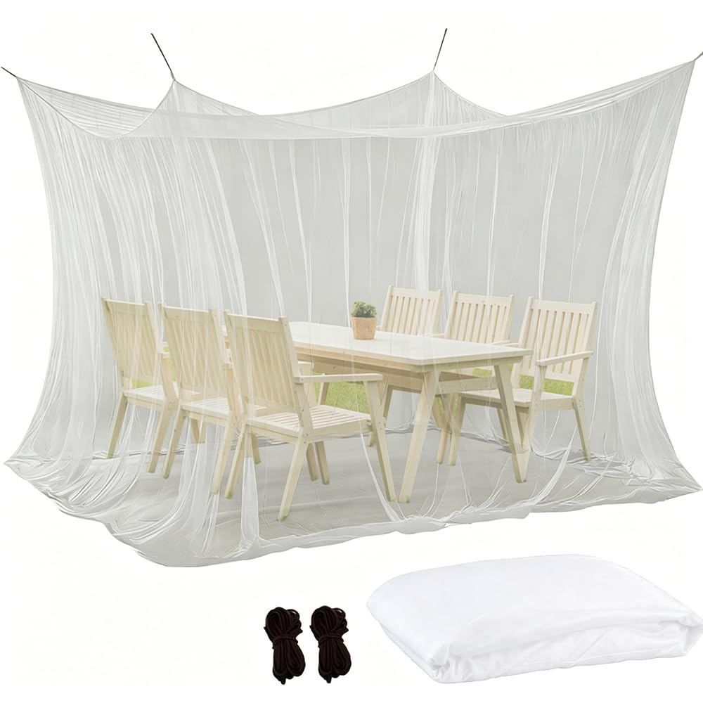 Moustiquaire Extérieur, Rideau en Filet Rectangulaire 300 x 300 x 250 cm, Moustiquaire pour Pergola, Baldaquin pour Gazebo, Lit Double, Piscines, Porche Et Terrasse De Jardin (Blanc)