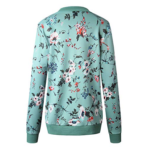 Listha Womens Retro Floral Zipper Up Bomber Jacket Casual Coat Outwear #TOP3