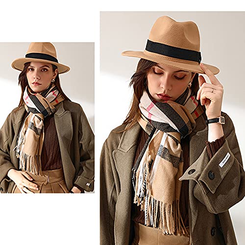 Women's Fall Winter Scarf Classic Tassel Plaid Scarf Warm Soft Chunky Large Blanket Wrap Shawl Scarves2