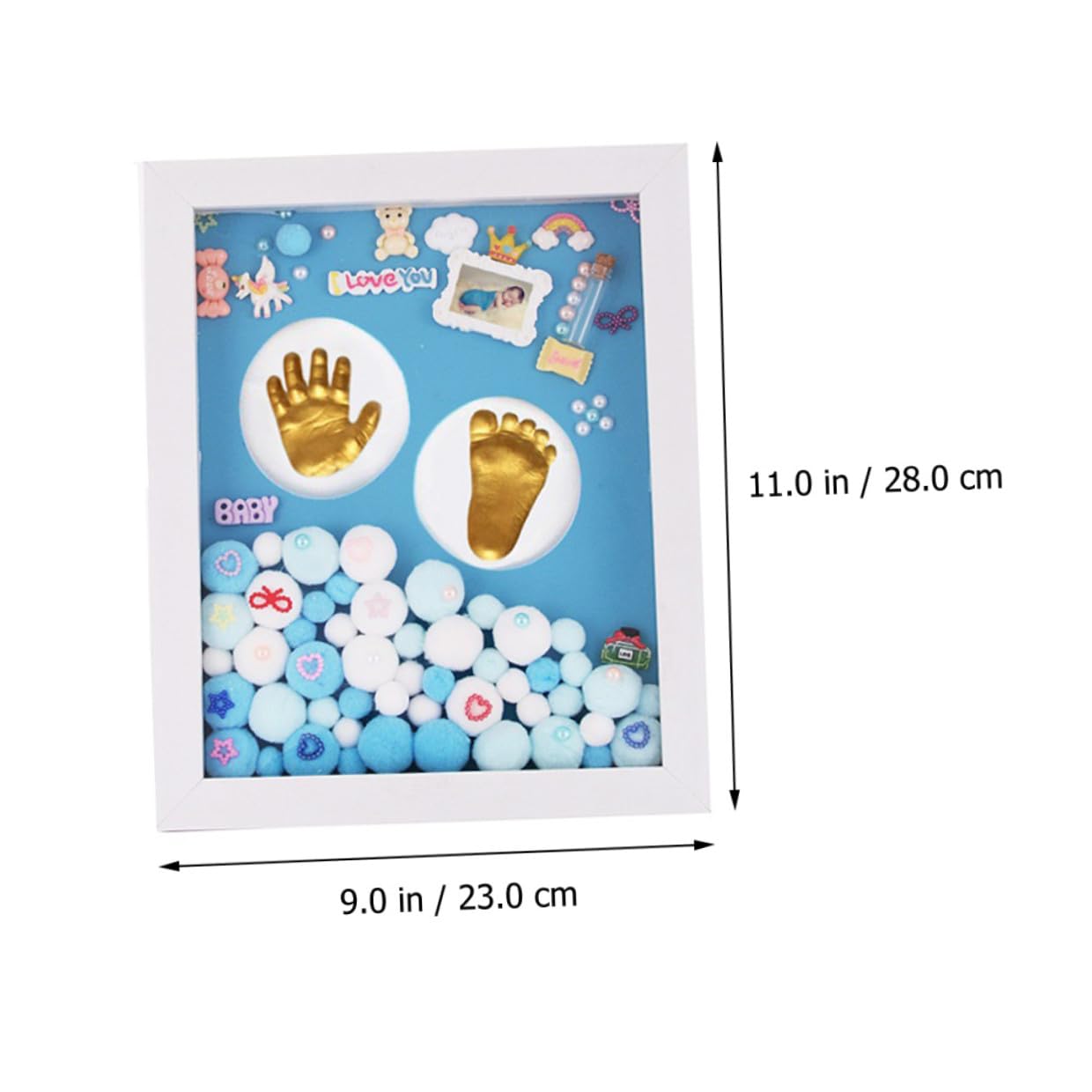 UKCOCO Cornice Porta Foto Impronte Mano e Piede per Bambina in Acrilico Oro, Set Regalo Base da Appoggio, per Realizzare Ricordi di Famiglia