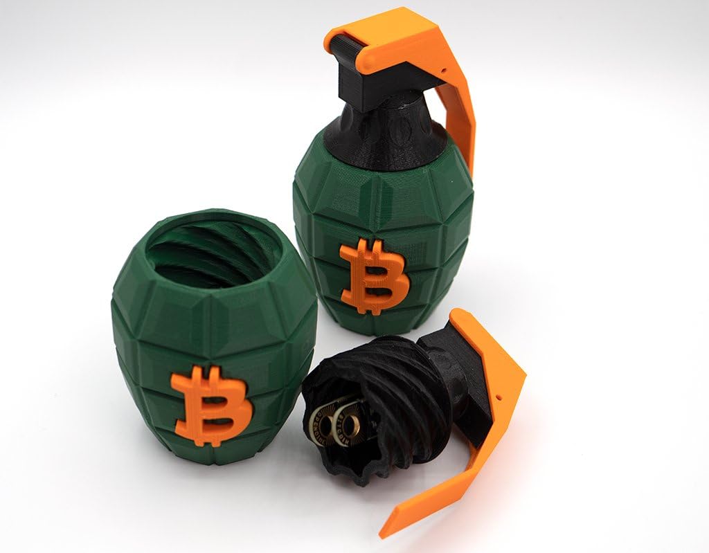 Amazon.com: CryptoCloaks 3D Printed Bitcoin Grenade Toy, Stores 2 Opendime  Bitcoin Wallets (Green Body with Orange Bitcoin B) : Toys & Games