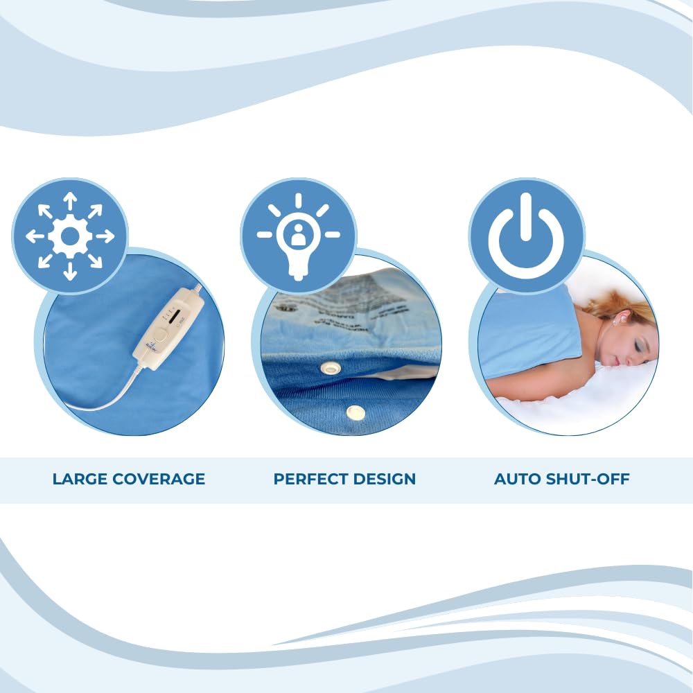 Almohadilla térmica médica completa húmeda/seca, interruptor de 4 posiciones de apagado automático, 1 libra