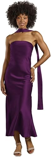 David's Bridal The Edit by DB Studio Strapless Charmeuse Sheath Dress with Scarf