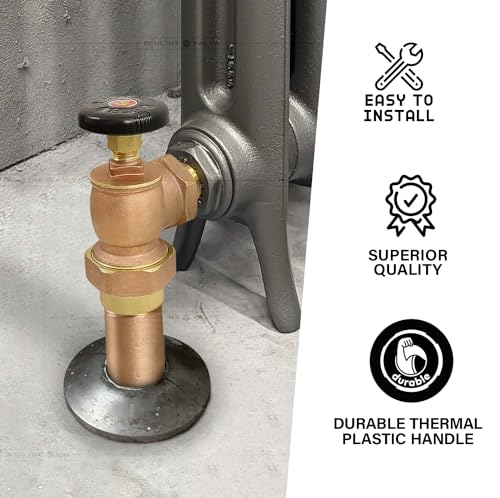 Image of Midline Valve 6I352 Steam Radiator Converter Valve; Air Vent Temperature Control; 1 in. Fem Union x FIP; Brass