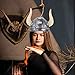 TOYANDONA Viking Horned Hat for Kids and Adults, Plastic Buffalo Ox Horns Hat for Halloween Cosplay, Medieval Knight Party Decoration, 7.95 X 7.48 X 4.92 Inches Viking Helmet with Horns (Black)
