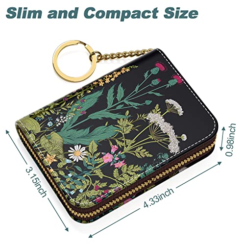 Image of Nipichsha Credit Card Holder, Small RFID Card Wallet for Women, Slim Leather Card Holder Wallet, Dandelion, 4.33 x 3.15 x 0.98 inches, Fashions