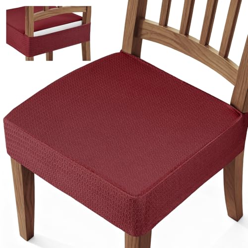 Songrey Waterproof Chair Covers for Dining Chairs, Set of 6, Wine Red
