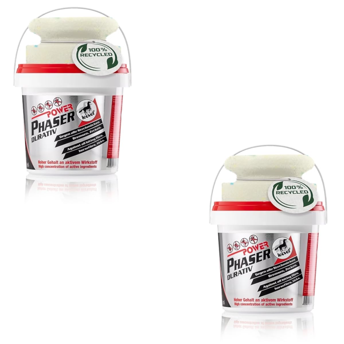 Leovet Power Phaser Durativ | Confezione doppia | 2 x 500 ml | Gel repellente per cavalli | Protezione contro zanzare, freni, mosche e zecche | Facile da applicare con spugna