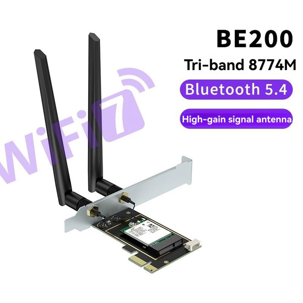 Adattatore Scheda WiFi Wireless BE200 WiFi 7 PCI-e 8774M Tri-Band 2,4 GHz 5 GHz 6 GHz Scheda di Rete Bluetooth 5.4 per Win11