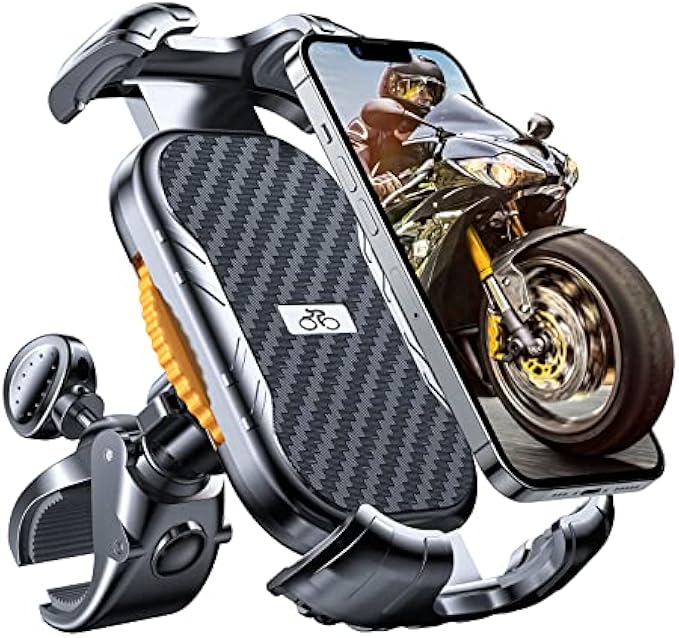 LISEN Bike Motorcycle Phone Mount Holder[Super Stable], Bike Phone Mount Holder, [Upgraded Clip] Phone Holder for Bike Motorcycle, Fit for 18-50mm Handlebars, All 4.7"-7.1" Cellphone