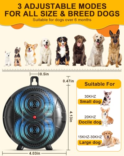 Image of Anti Barking Device for Dogs, Rechargeable Ultrasonic Bark Box with 3 Adjustable Modes, Safe Dog Bark Deterrent Device