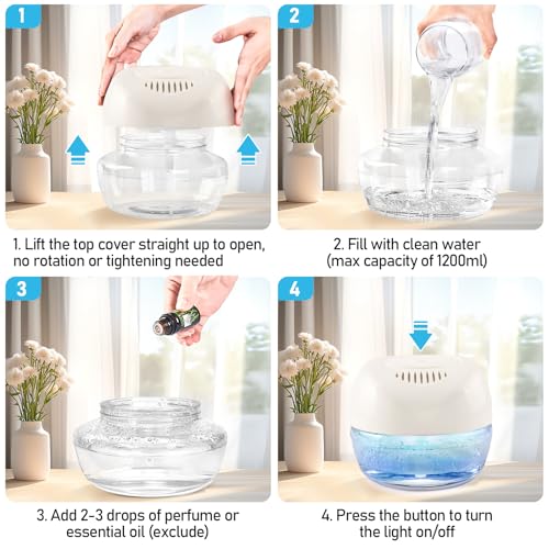Image of Purifier Air Washer, Air Fresher Aroma Diffuser Odor for Smokers, Dust, Mold, Home and Pets, Air Cleaner with Night Light, Super Quiet and Safety (White)