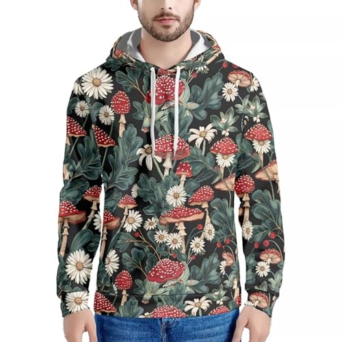 Image of Forchrinse Green Palm Tree Sea Beach Mens Hoodies Pullover Long Sleeve Fleece Hoodie Cozy Sport Casual Outwear