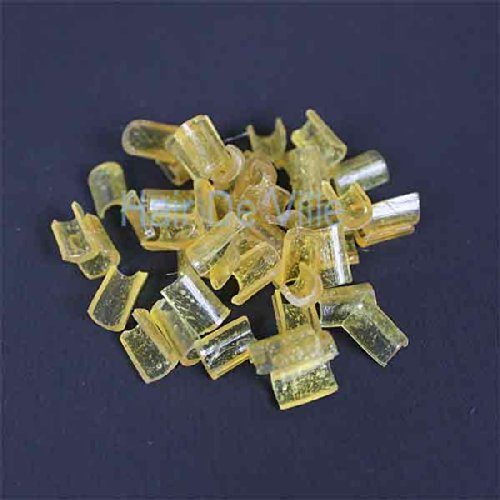 100 PCS Amber Hair Extension Fusion Keratin BondGlue Rebond Tips By Hair De Ville+ 3 Pcs Silicone Finger Protectors