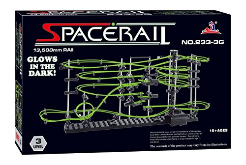 スペースレール(SPACE RAIL) 暗闇で光る 蓄光型 無限ループ スペースレール パズル 知育 脳トレ ジェットコースターのような未来的知育玩具 インテリアとしても存在感大 (233-3G(レベル3))
