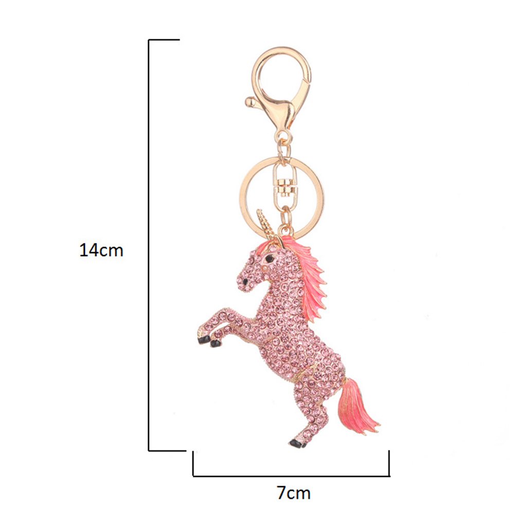 WEVENI Alloy Unicorn Keychain - Enamel Horse Pendant Charm For Women, Car Keys, Wallet, Bag Accessory