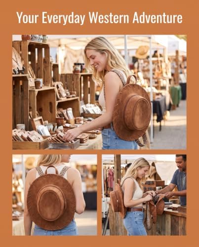 Cowboy Hat Backpack Purse, Western Cowgirl Bag, Concert Festival Rodeo - 5