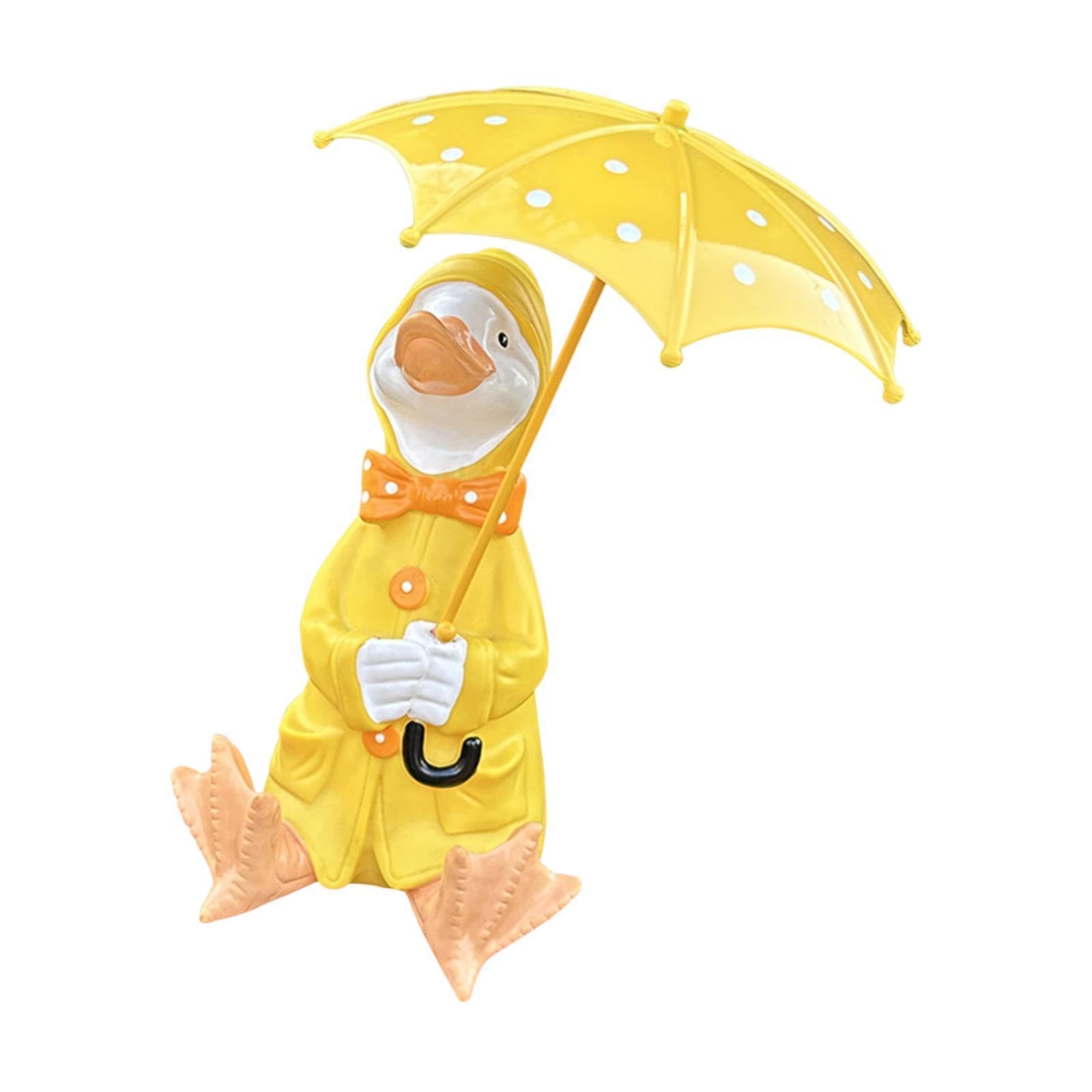 Statue canard parapluie Gralara pour égayer un coin de verdure