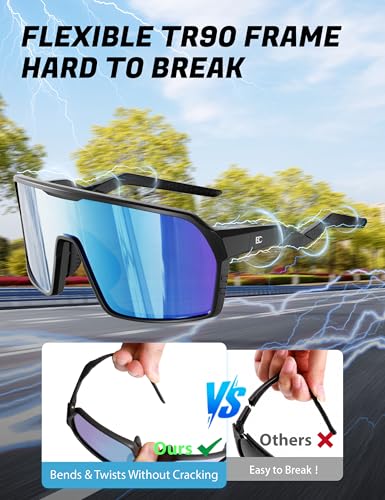 Image of BIRCEN Polarized Baseball Sunglasses for Sports: TR90 Lightweight Running Sunglasses Cycling Glasses for Outdoor Runners MTB