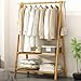 WZYX Porte-Manteau Porte-vêtements en Bambou avec Rangement Chaussures Crochets Tringle Vêtement Porte-Manteau,Vestiaire pour Entrée,Chambre,Salon Penderie à Vêtements,116x 40 x 160 cm