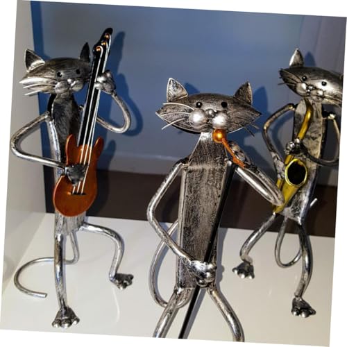 Statuette de chat musicien argenté Veemoon pour sublimer votre salon ou votre espace de travail - 6