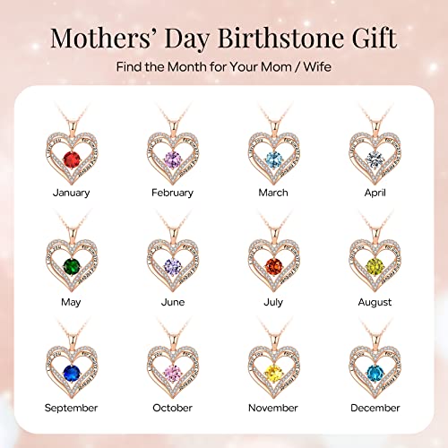Lucktree 18K Rose Gold Necklaces For Women, 925 Sterling Silver, Jewelry For Wife, Womens Gift For Mom, Birthstone Diamond Necklace For Birthday, Heart Pendant Jewelry, Gifts For Mothers Day April #TOP5